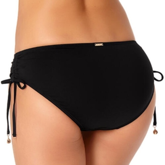 Anne Cole Alex Solid Side Tie Adjustable Bikini Swim Bottom, Black - Picture 4 of 14